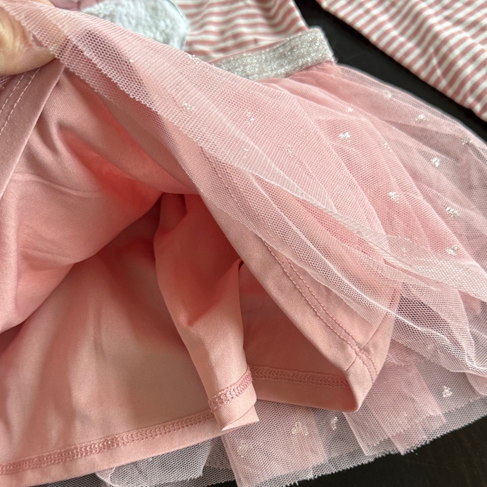 btween Pink Striped Bunny Tulle Dress with Glitter Waist - Picture 4 of 4